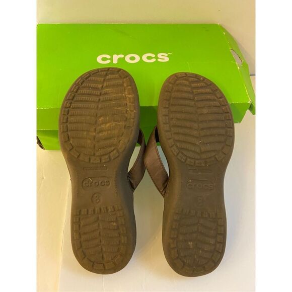Crocs flip flops brown 8 - Picture 2 of 3